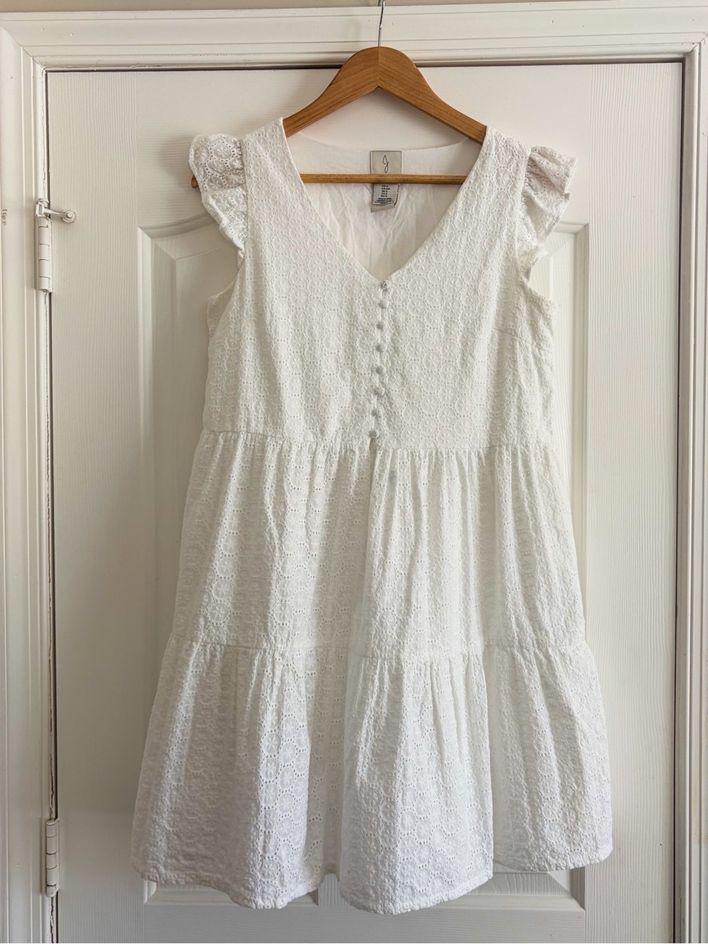 Joie White Cotton Dress Size Small Eyelet Lace Pattern Mini Dress Cottagecore - Picture 3 of 10
